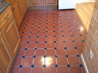 After a deep thorough cleaning and a colour seal on the grout the quarry look brand new.